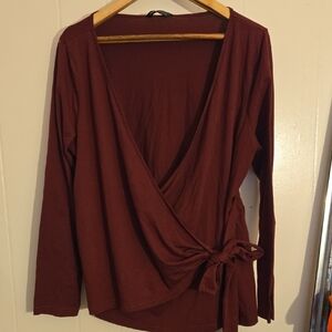 SHEIN Burgundy Wrap Blouse
